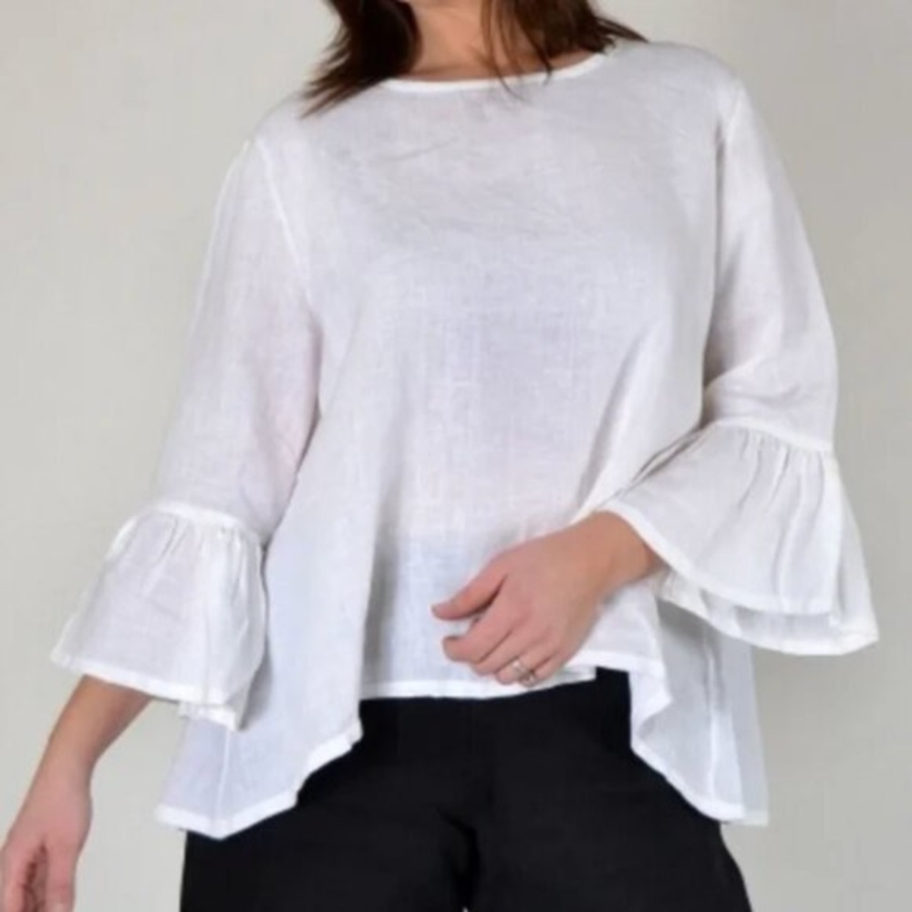 Bryn Walker White Light Linen Fran Blouse Size L